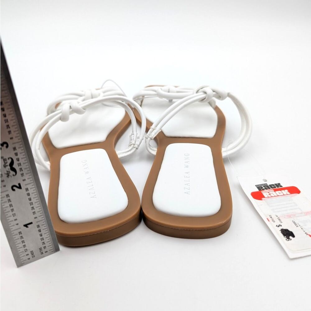 Azalea Wang Stetson Tubular Straps Knot Flat Sandals Women's White Size US8 EU39 - Picture 5 of 10